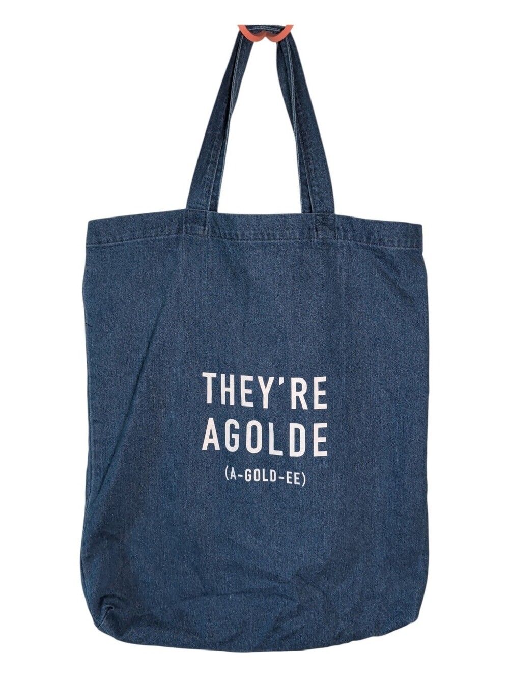 AGOLDE Denim Tote Bag with White Logo